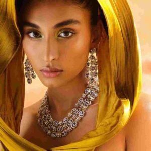 Model Krishita Shetty in golden dress